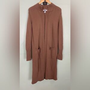 Athleta Spirit Wool Cashmere‎ Long Cardigan Wrap Duster Sweater Brown Small